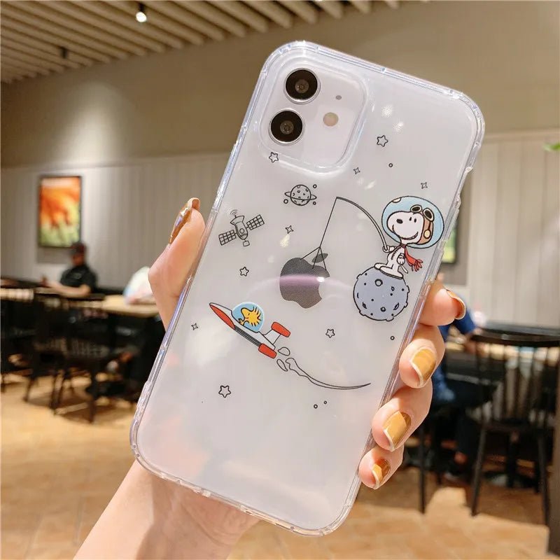 Snoopy astronaut Cartoon Transparent Phone Case