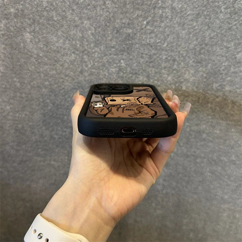 Cartoon Box Man Pattern Silicone Phone Case