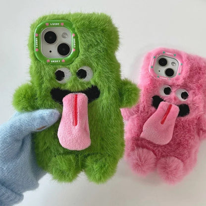 Couple Fur Monster Kiss Tongue Phone Case