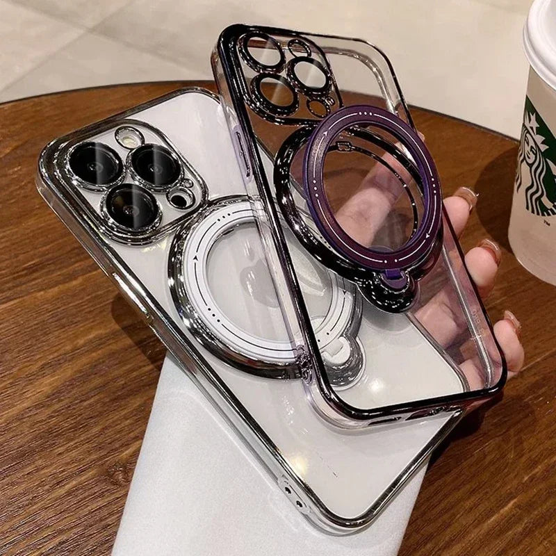 Transparent Luxury Magsafe Standing Holder Phone Case