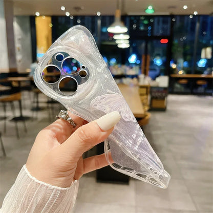 Glitter Butterfly Gradient Lanyard Phone Case