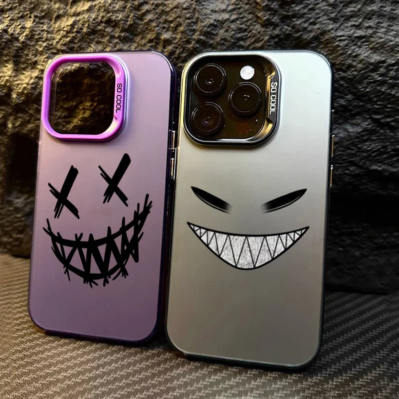Smiling Devil Print Electroplate Silver IMD Phone Case