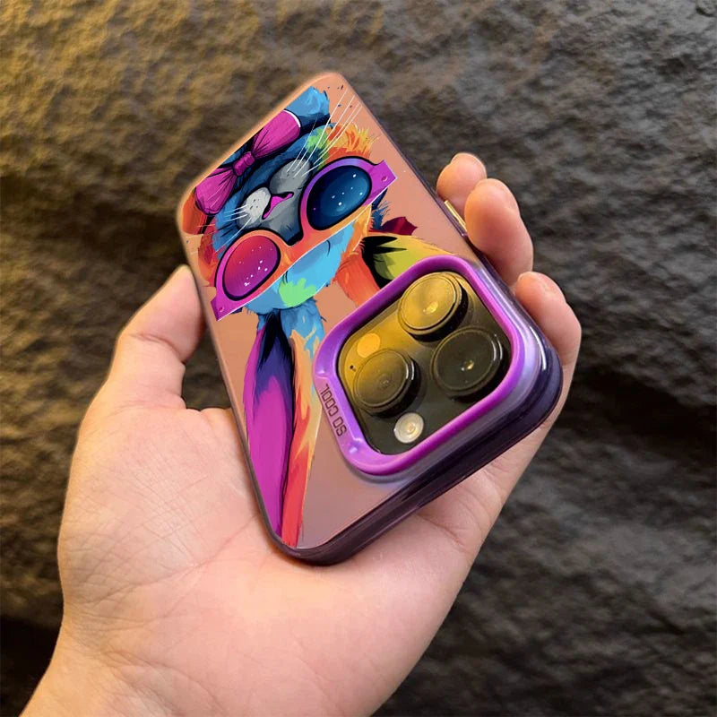 Cute Colorful Rabbit Electroplate Silver Phone Case