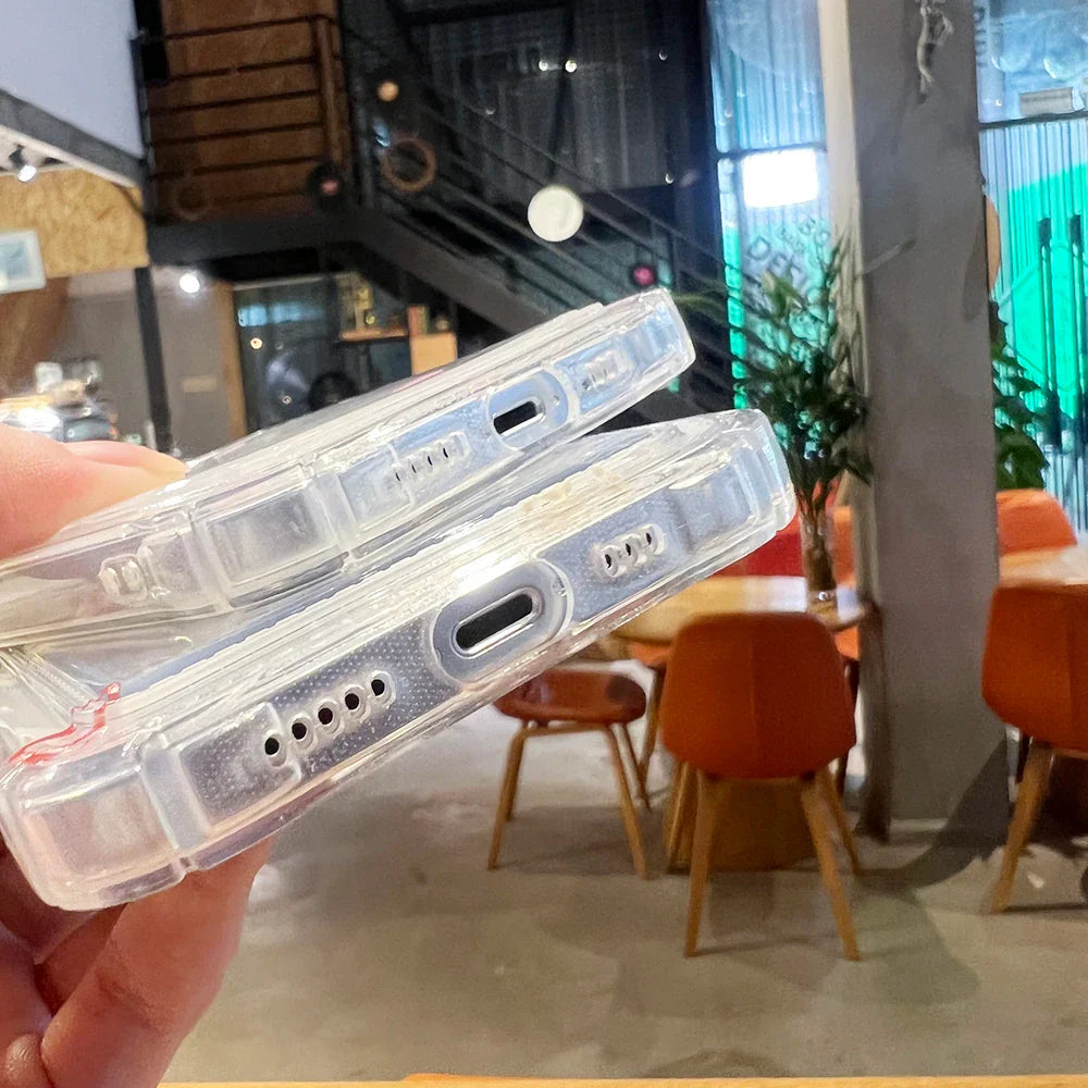 Transparent Love Heart Card Holder Phone Case