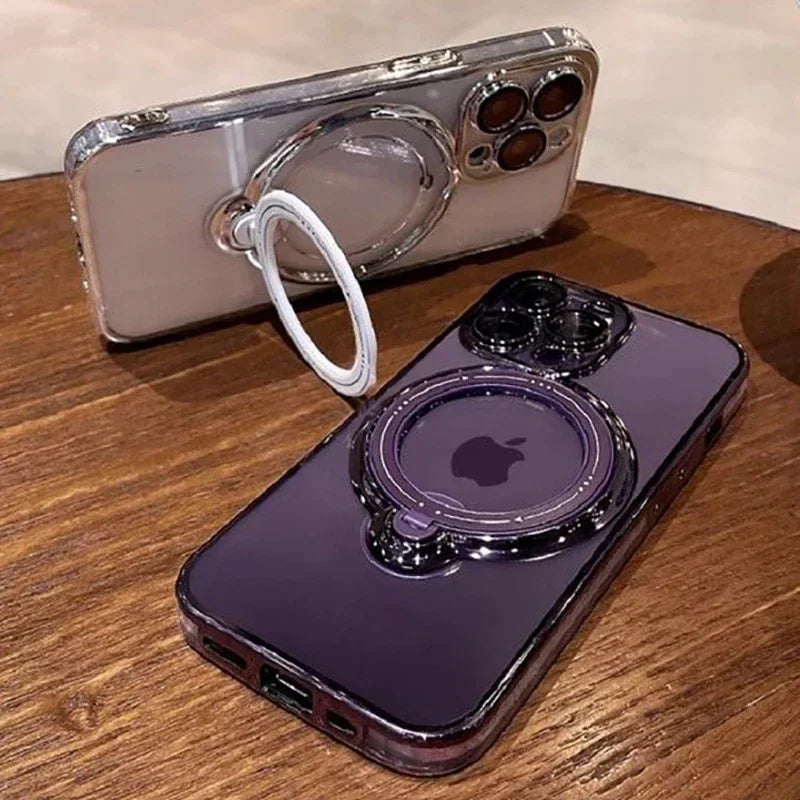 Transparent Luxury Magsafe Standing Holder Phone Case
