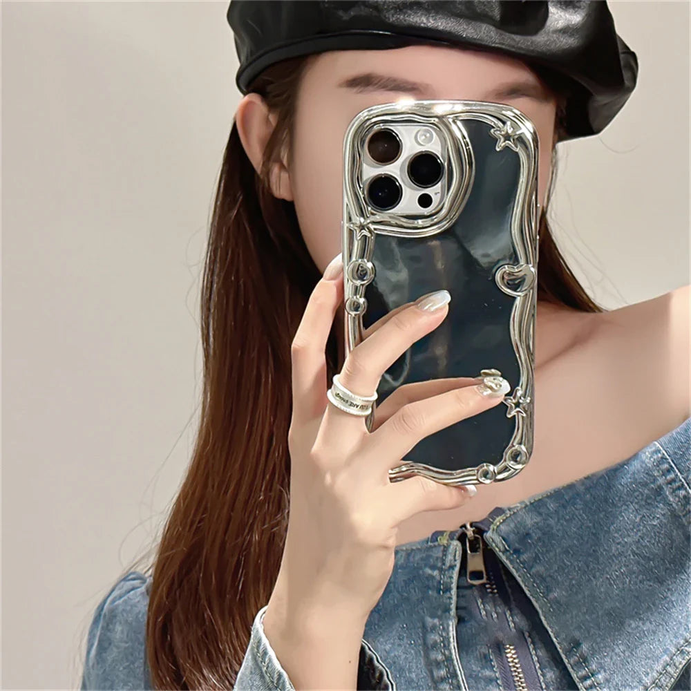 3D Love Heart Star Ring Holder Stand Phone Case